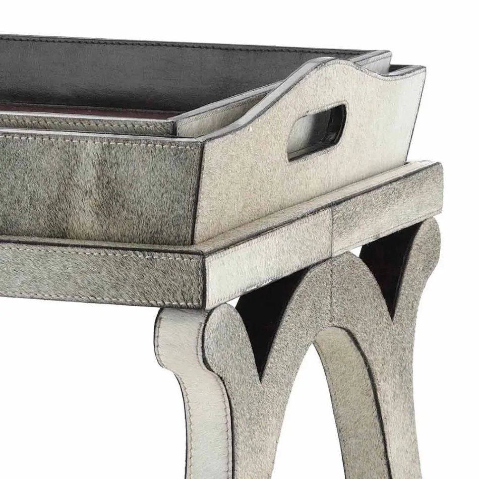 Modern design console met dienblad grijze pony Felicia Viadurini