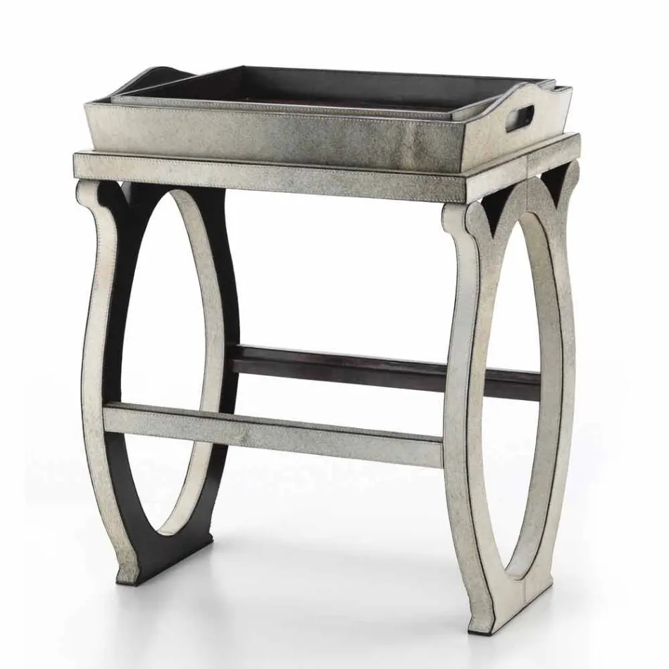 Modern design console met dienblad grijze pony Felicia Viadurini