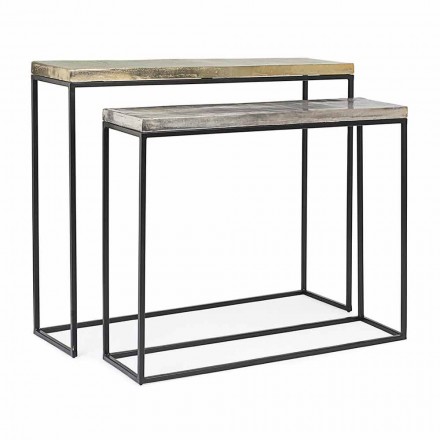 Moderne minimalistische designconsole in staal 2 stuks Homemotion - Rambutan Viadurini