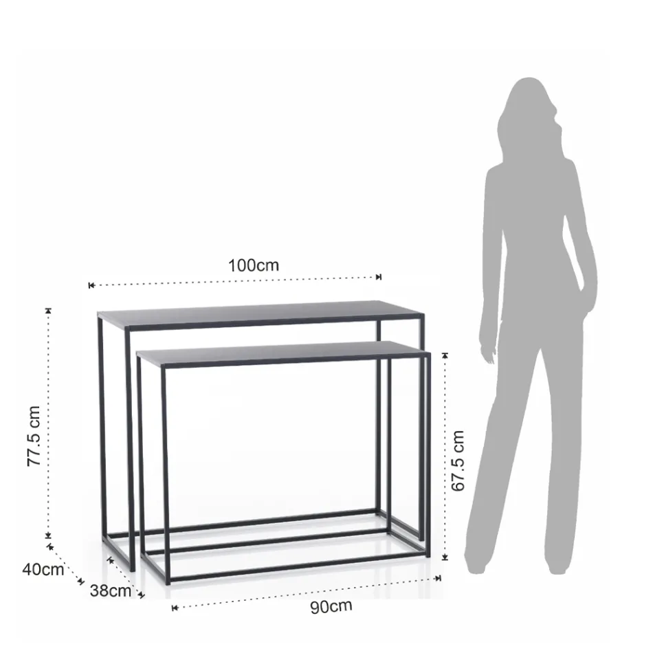 Dubbele console gemaakt van antraciet staal - Osmium Viadurini