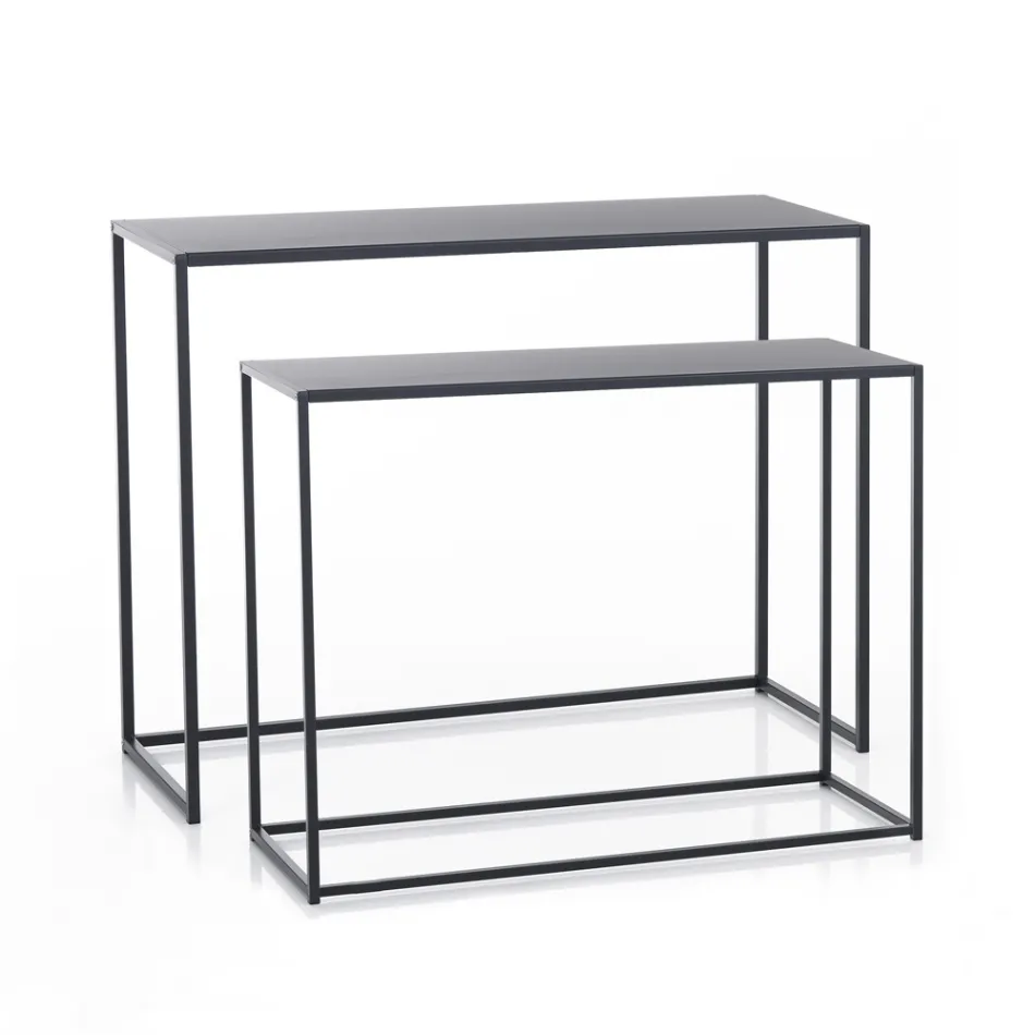 Dubbele console gemaakt van antraciet staal - Osmium Viadurini