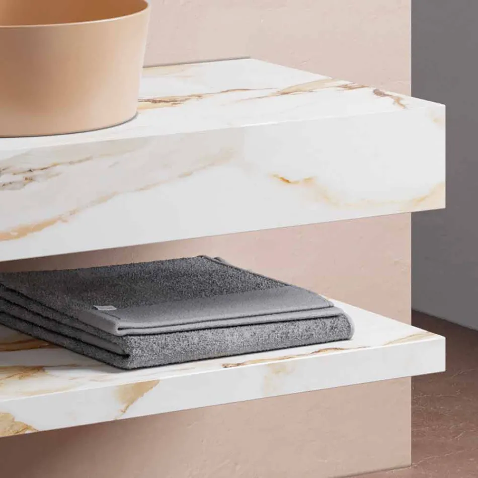 Console en badkamerplank in Gres en wastafel in Vetrochina, 4 kleuren - Rametina Viadurini