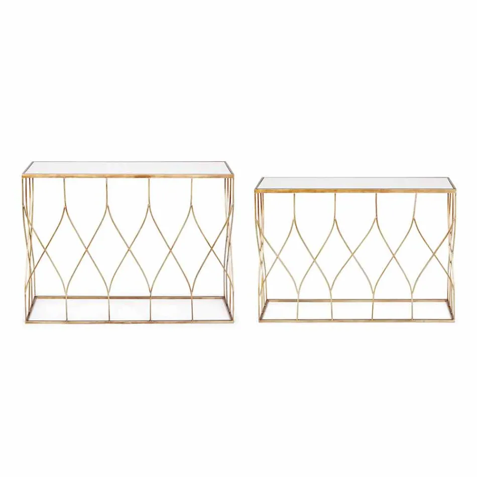 Elegante console in staal en glas met modern design en glamour 2 stuks - Irene Viadurini