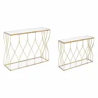 Elegante console in staal en glas met modern design en glamour 2 stuks - Irene Viadurini