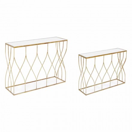 Elegante console in staal en glas met modern design en glamour 2 stuks - Irene Viadurini