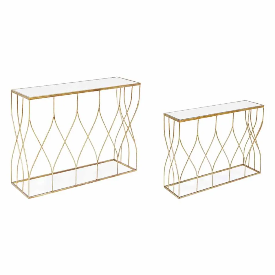 Elegante console in staal en glas met modern design en glamour 2 stuks - Irene Viadurini