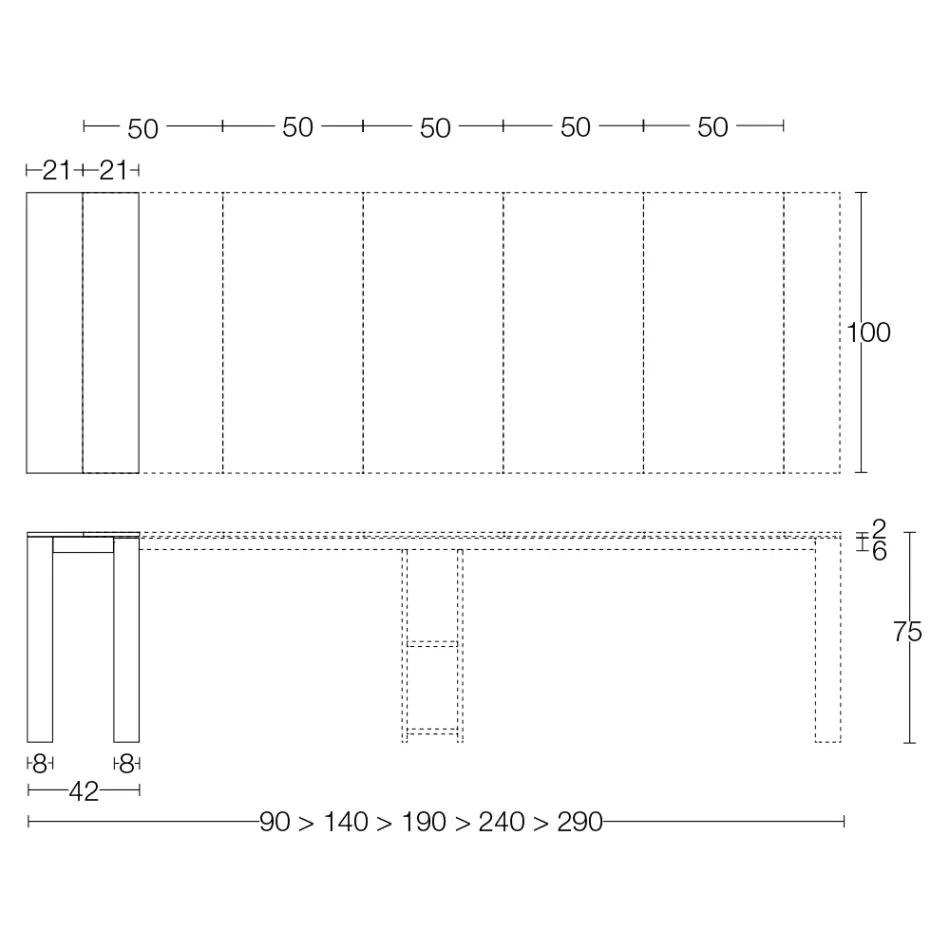 Uitschuifbare buitenconsole met metalen voet en HPL-blad - Aghetto Viadurini