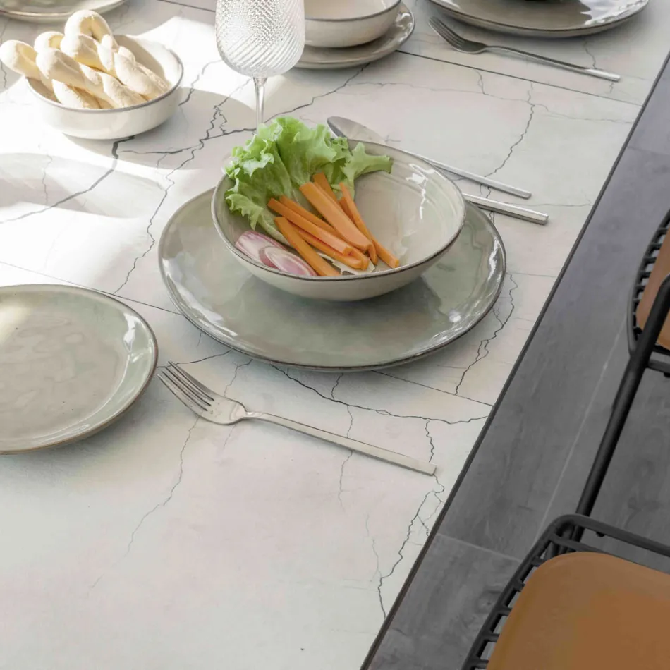 Uitschuifbare buitenconsole met metalen voet en HPL-blad - Aghetto Viadurini