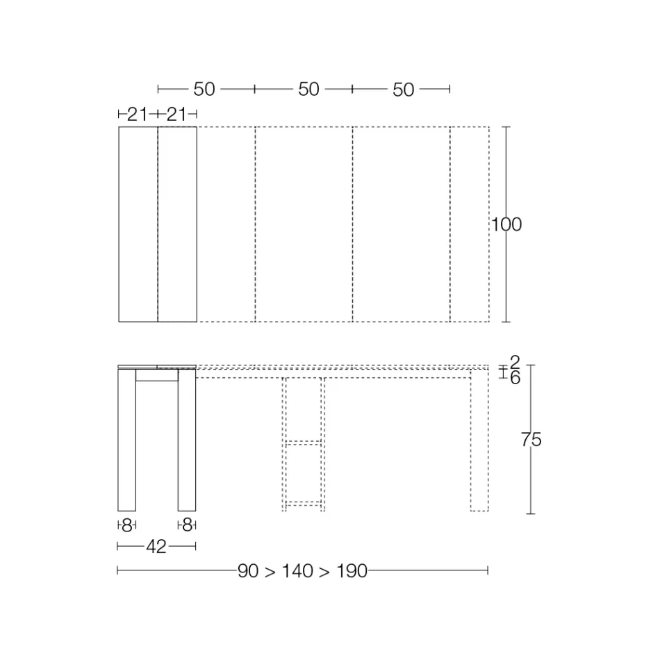 Uitschuifbare buitenconsole met metalen voet en HPL-blad - Aghetto Viadurini