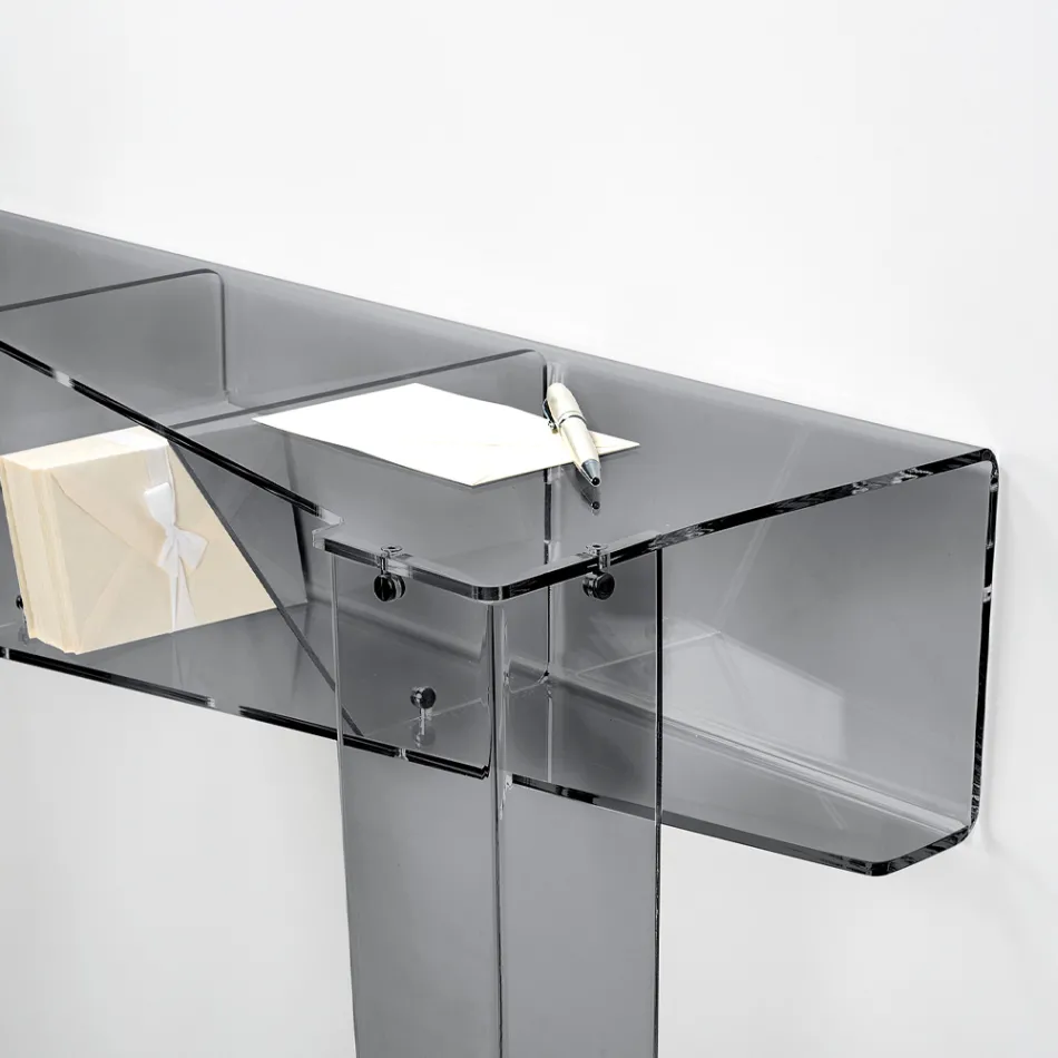 Vaste console met 4 opbergvakken voor voorwerpen in PMMA Made in Italy - Aladdin Viadurini