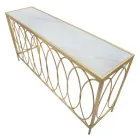 Vaste toegangsconsole in goudkleurig ijzer met glazen blad - Primula Viadurini