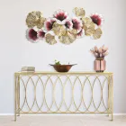 Vaste toegangsconsole in goudkleurig ijzer met glazen blad - Primula Viadurini