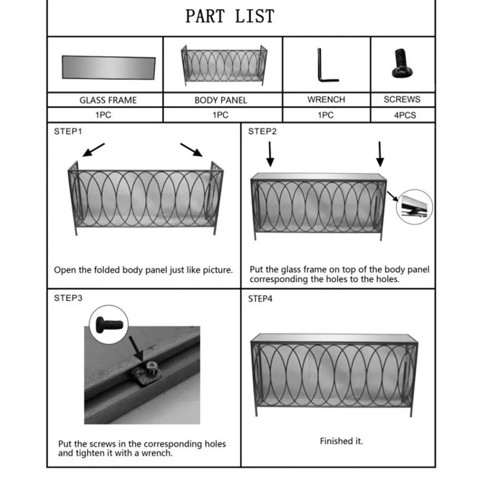 Vaste toegangsconsole in goudkleurig ijzer met glazen blad - Primula Viadurini