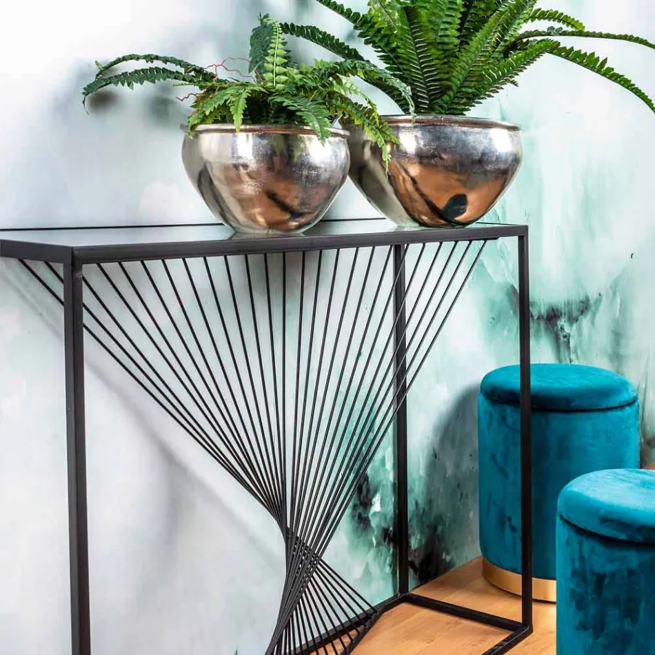 Console in staal en glas Modern design Originele spiraal - Sasuke Viadurini