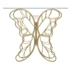 Vergulde ijzeren console met transparant glazen blad - Farella Viadurini