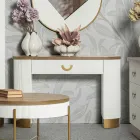 Houten console met bovenblad en inzetstukken met een afgerond ontwerp en lade - Rachel Viadurini