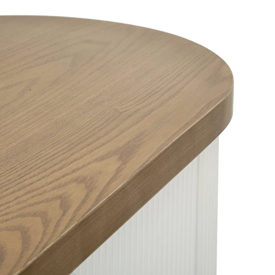 Houten console met bovenblad en inzetstukken met een afgerond ontwerp en lade - Rachel Viadurini