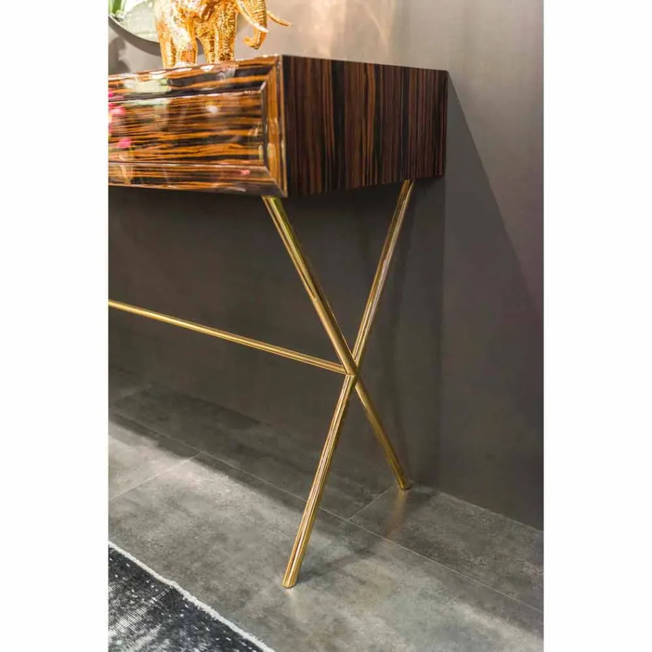 Console in hout gepolijst ebbenhout met 4 laden Ada Viadurini