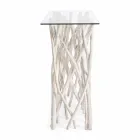 Consolle in gebleekt teakhout en luxe design glazen blad - Francesca Viadurini