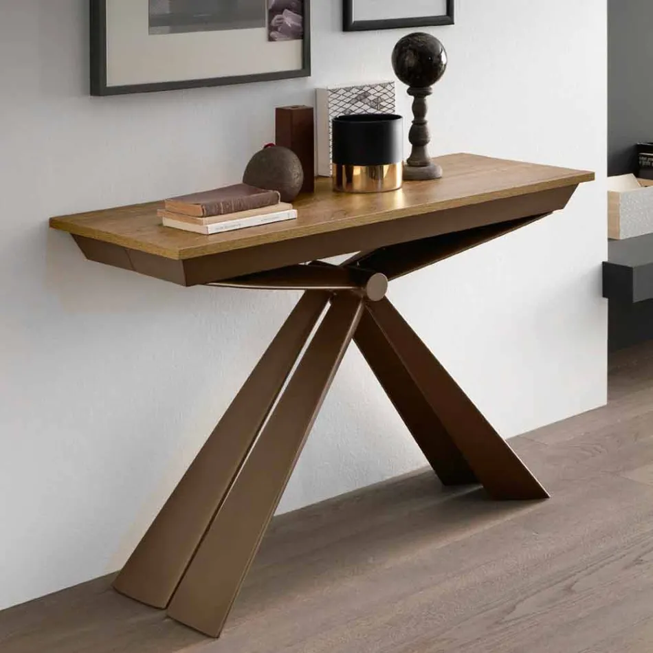 Console in hout en metaal uitschuifbaar tot 295 cm Made in Italy - Timedio Viadurini