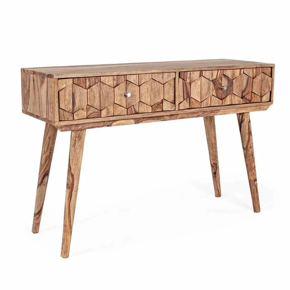 Console van Sheesham-hout met twee laden. Luxe design Homemotion - Fregene Viadurini