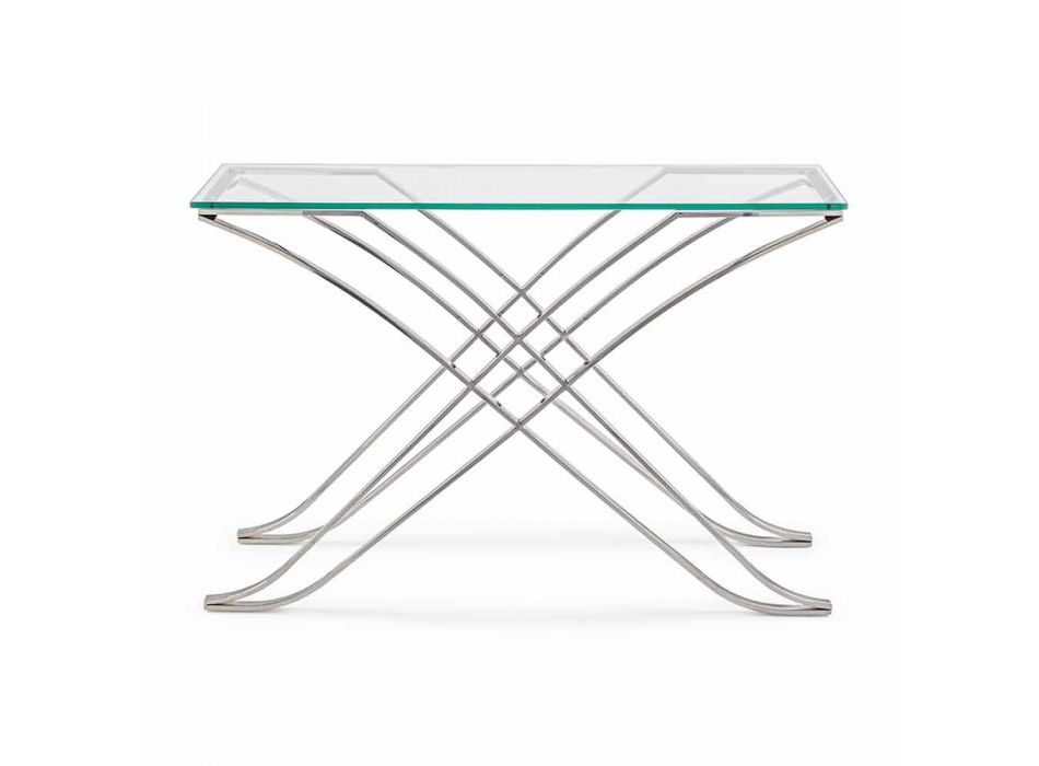 Consolle in gehard glas en stalen basis Modern design Homemotion - Zafira Viadurini