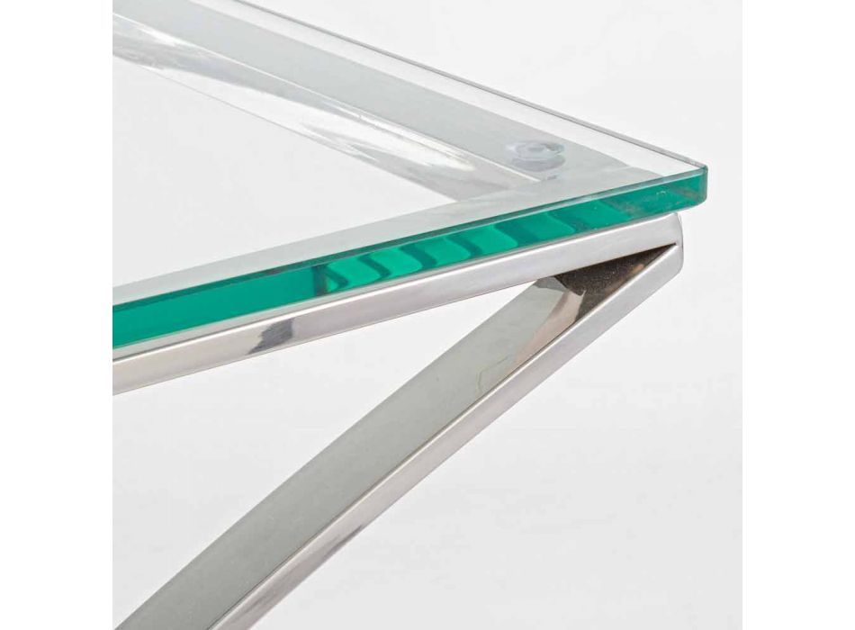 Consolle in gehard glas en stalen basis Modern design Homemotion - Zafira Viadurini