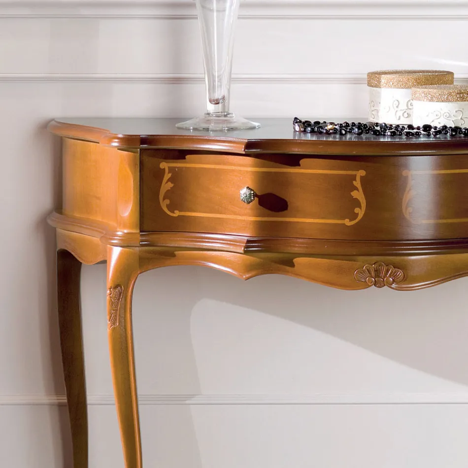 Klassieke toegangsconsole in hout met 1 lade Made in Italy - Leonor Viadurini