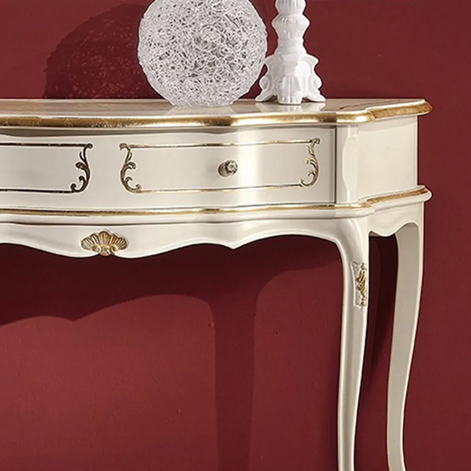 Klassieke toegangsconsole in hout met 1 lade Made in Italy - Leonor Viadurini