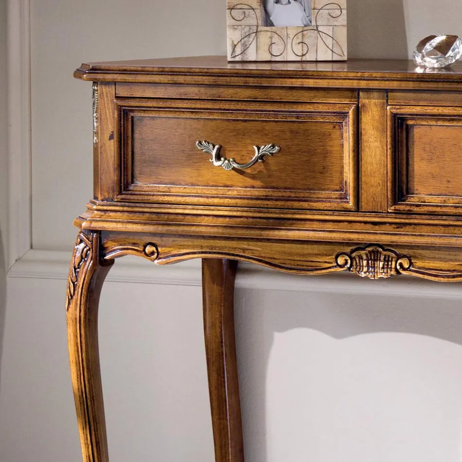 Klassieke toegangsconsole in hout met laden Made in Italy - Richard Viadurini