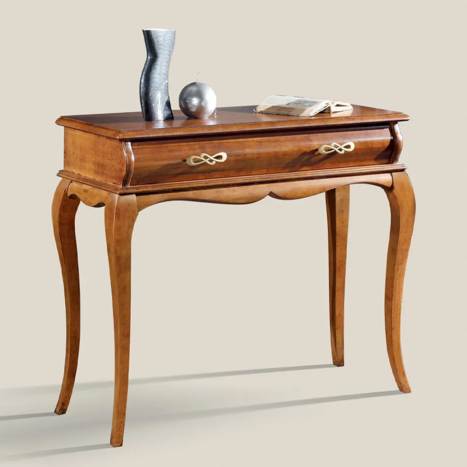 Klassieke toegangsconsole in hout met lade Made in Italy - Hastings Viadurini