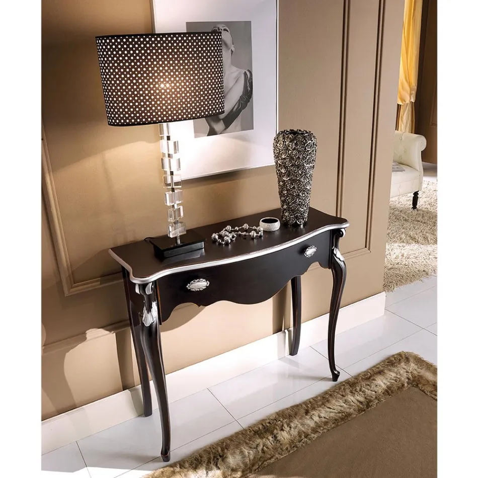 Klassieke houten toegangsconsole met lade Made in Italy - Ottaviano Viadurini