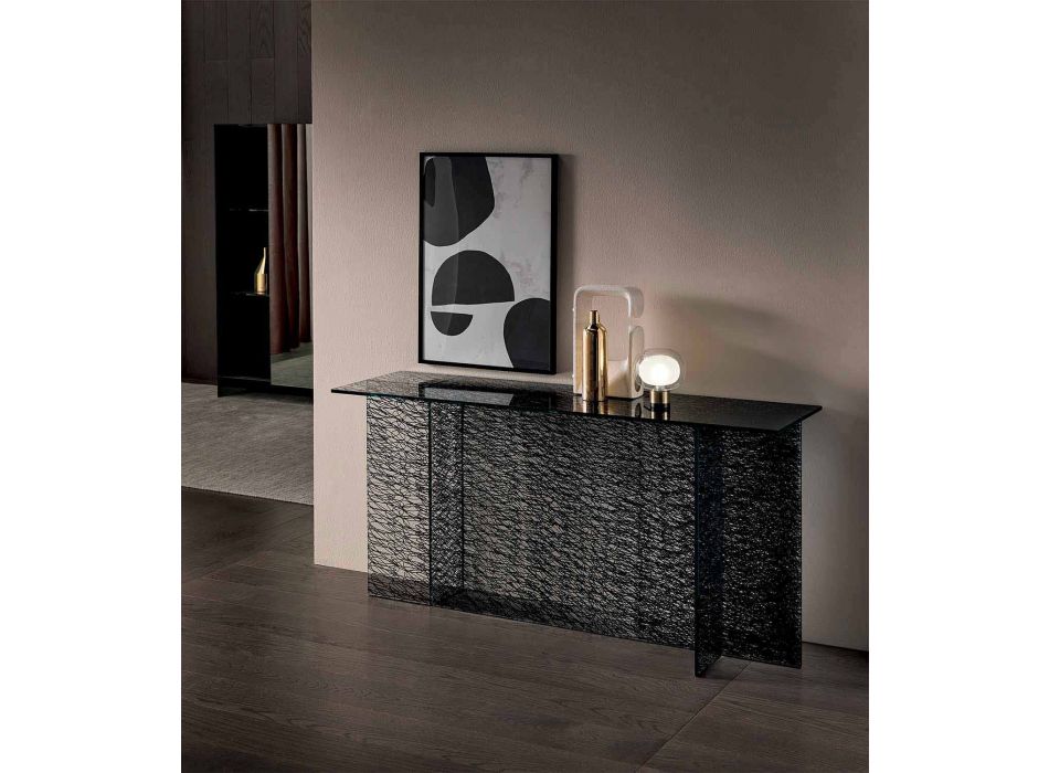 Design Entree Console Extralight Decorated Glass Made in Italy - Sestola Viadurini