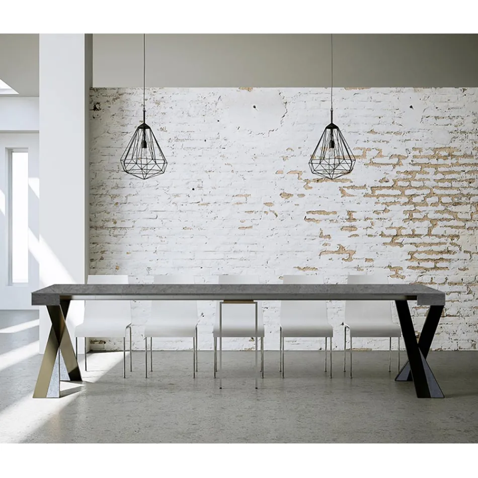 Moderne console uitschuifbaar tot 300 cm met antraciet frame Made in Italy - Avventura Viadurini