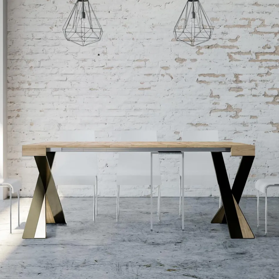 Moderne console uitschuifbaar tot 300 cm met antraciet frame Made in Italy - Avventura Viadurini