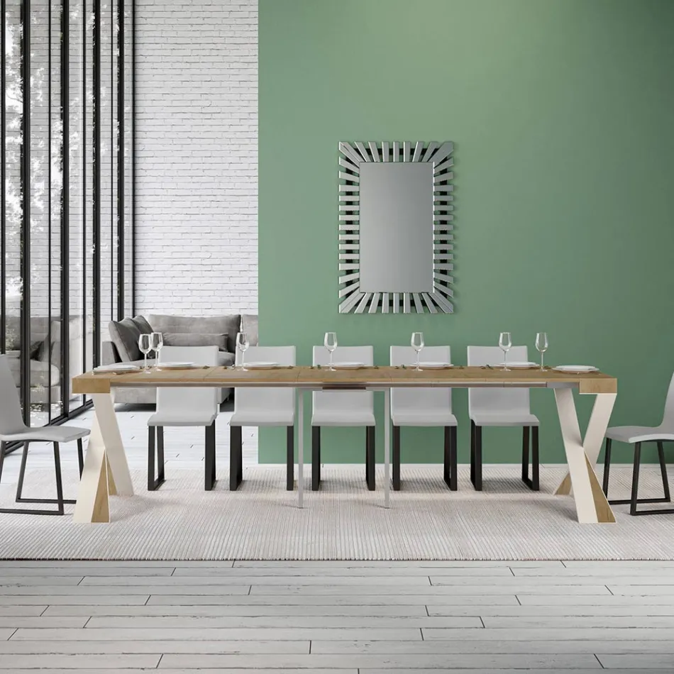 Moderne console uitschuifbaar tot 300 cm met wit frame Made in Italy - spiegel Viadurini