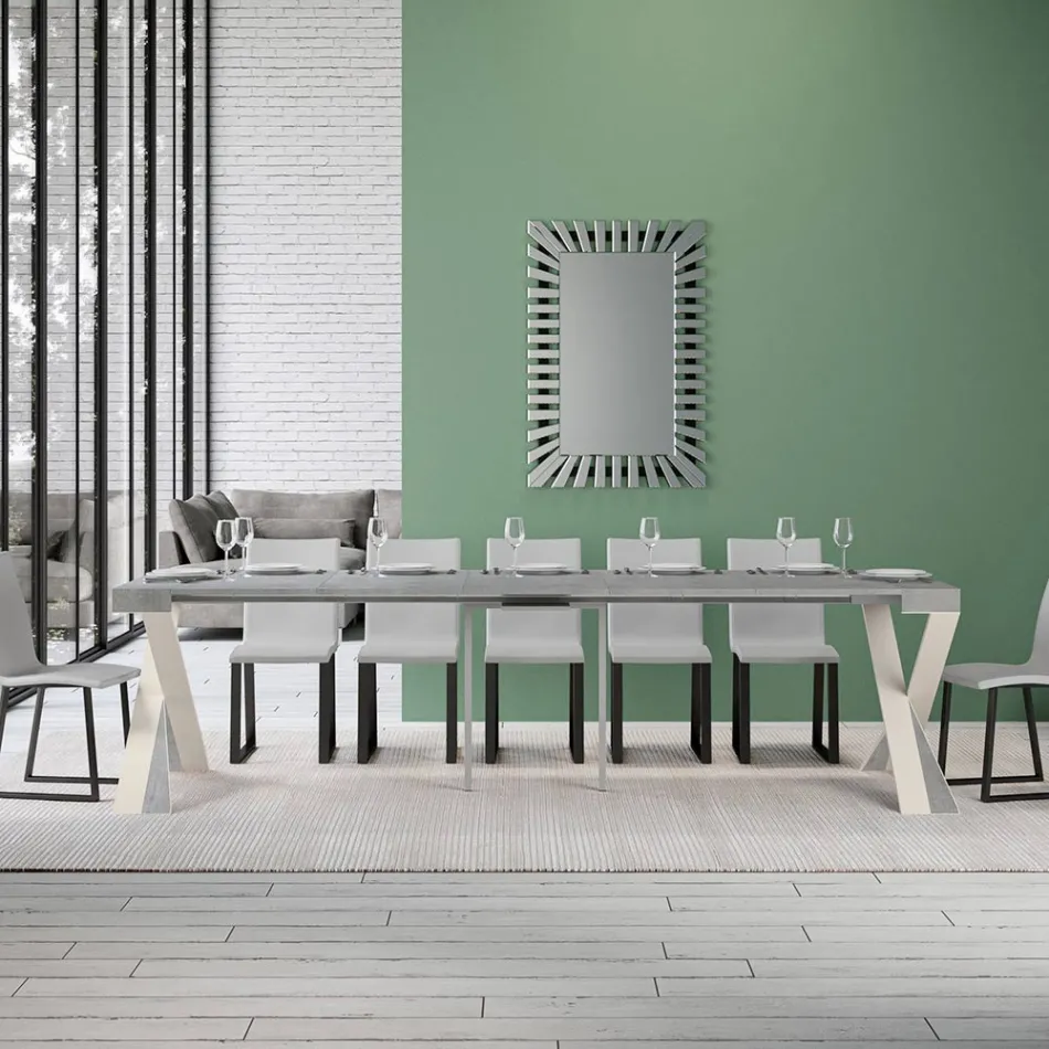 Moderne console uitschuifbaar tot 300 cm met wit frame Made in Italy - spiegel Viadurini