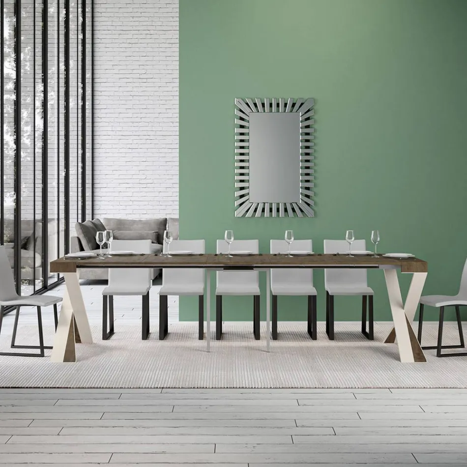 Moderne console uitschuifbaar tot 300 cm met wit frame Made in Italy - spiegel Viadurini