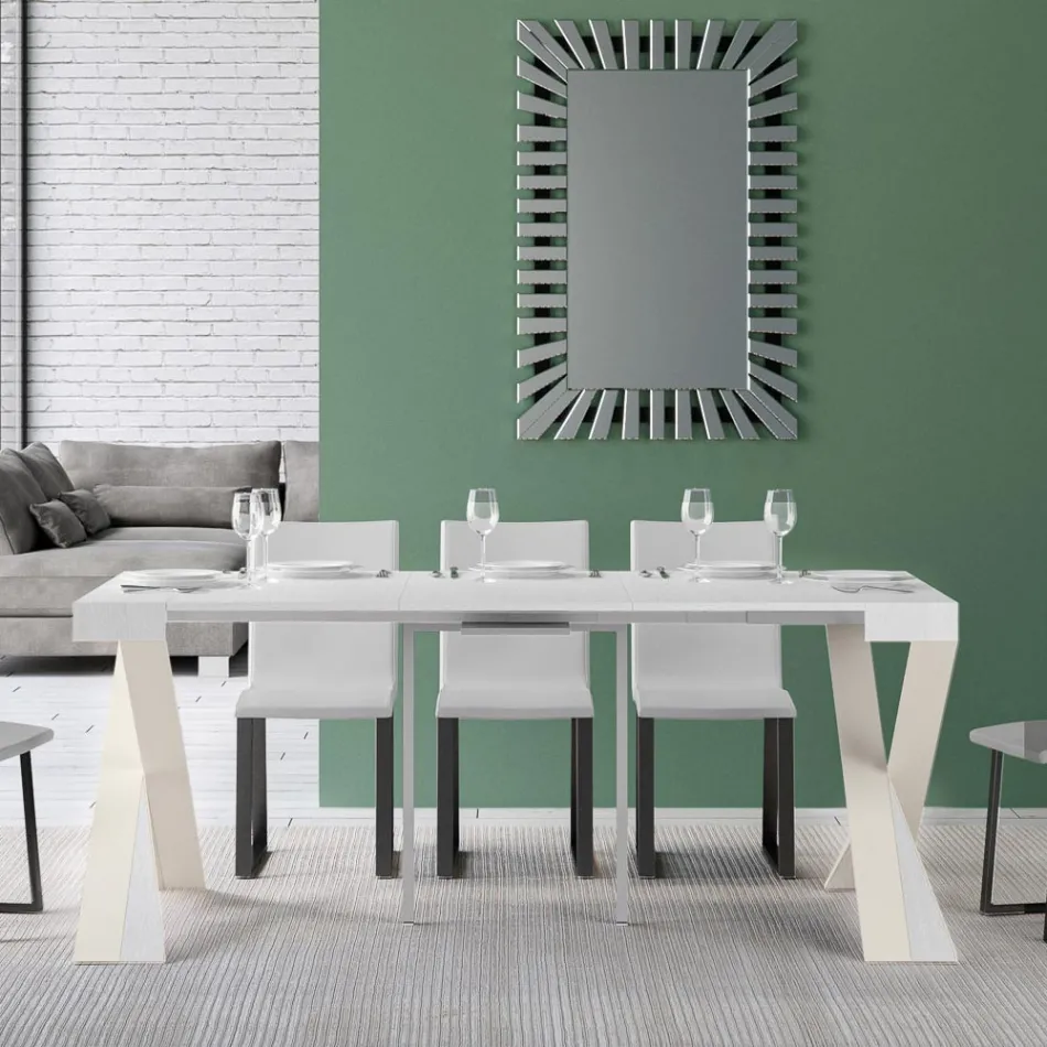 Moderne console uitschuifbaar tot 300 cm met wit frame Made in Italy - spiegel Viadurini