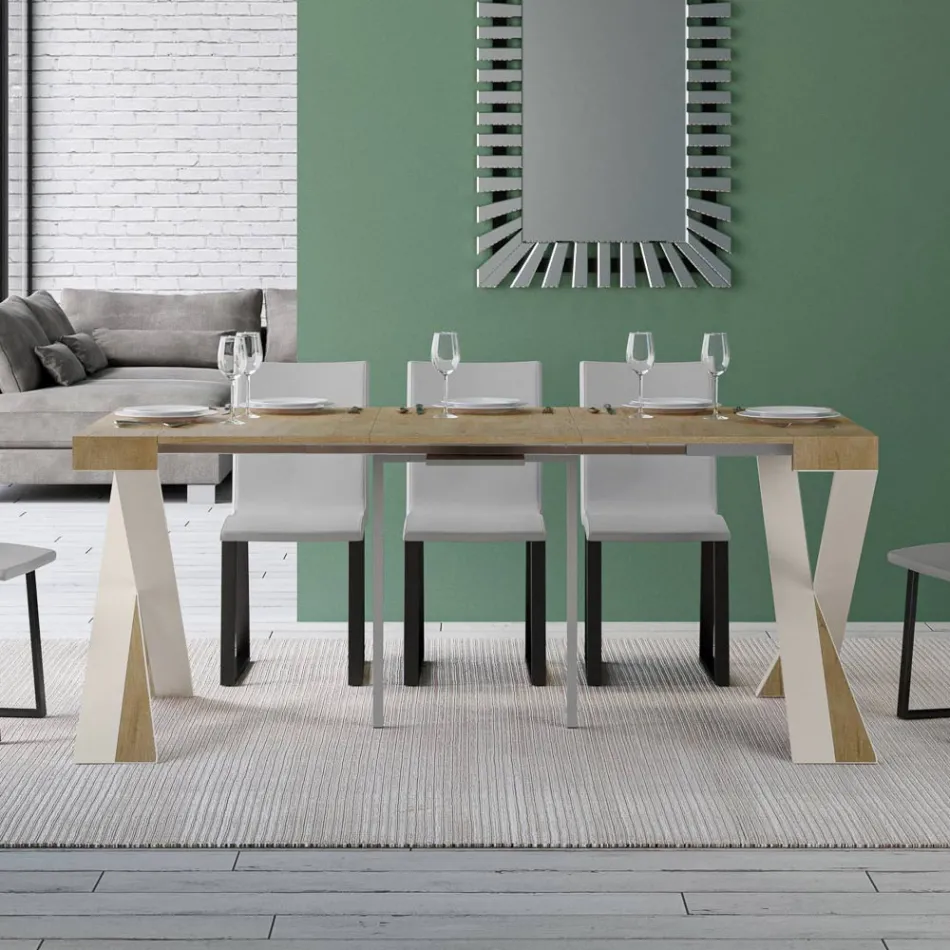 Moderne console uitschuifbaar tot 300 cm met wit frame Made in Italy - spiegel Viadurini