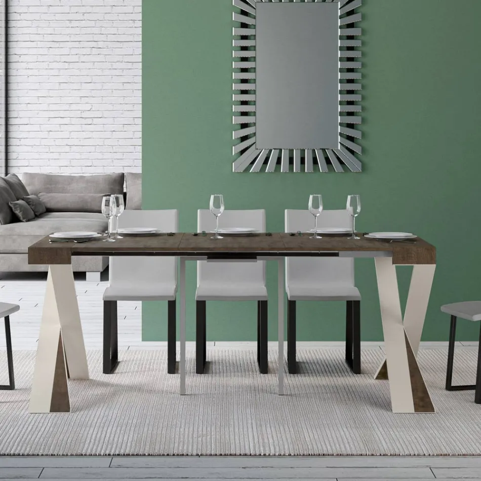 Moderne console uitschuifbaar tot 300 cm met wit frame Made in Italy - spiegel Viadurini