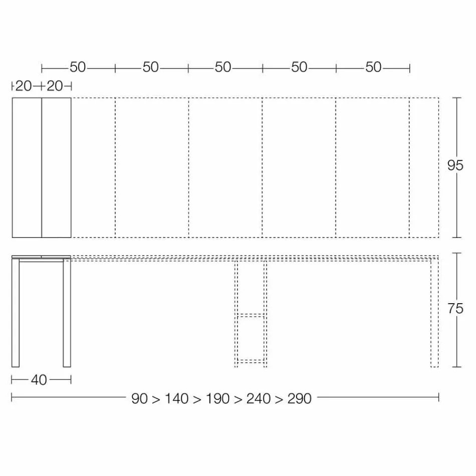 Uitschuifbare moderne console in eikenhout en metaal Made in Italy - Nappo Viadurini