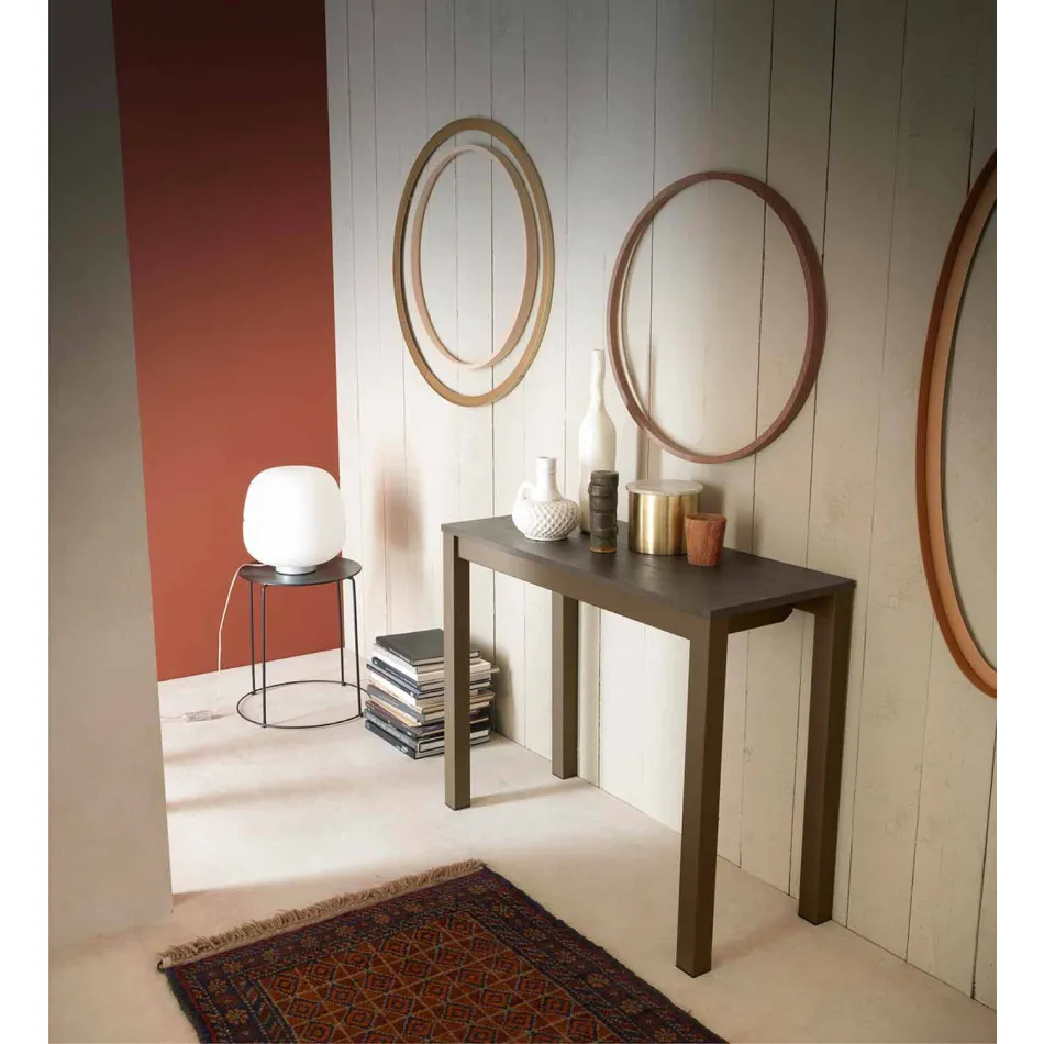 Uitschuifbare moderne console in eikenhout en metaal Made in Italy - Nappo Viadurini