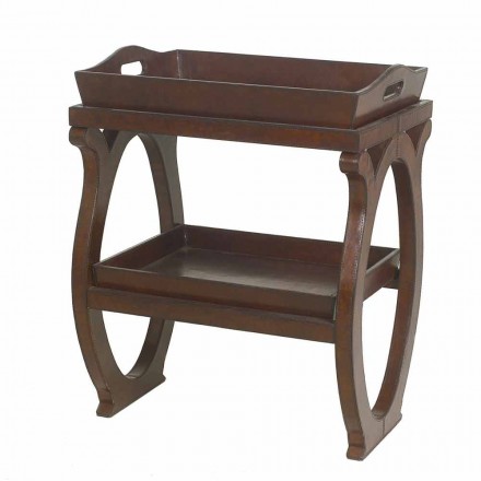 moderne console met Walter dienblad in bruin lederen jas Viadurini