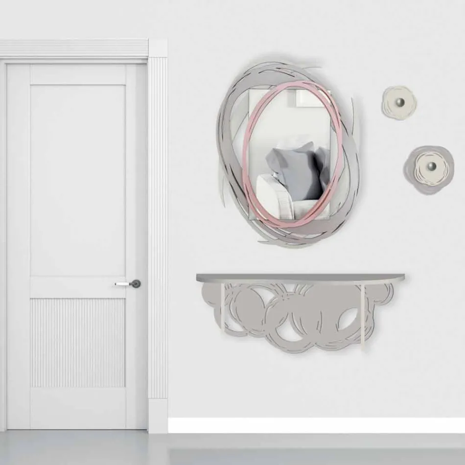 Moderne designconsole in zand en beige hout voor wandmontage - baan Viadurini