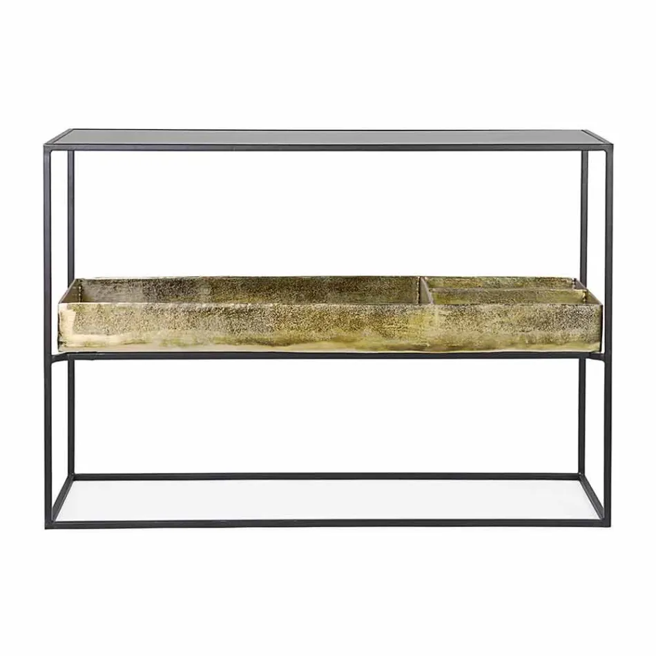 Moderne en elegante designconsole van staal en glas Homemotion - Malpensa Viadurini