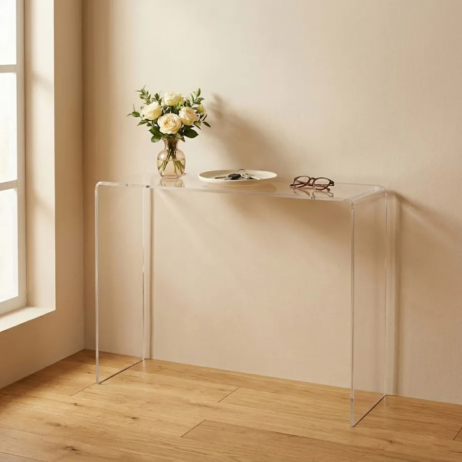 Moderne consoletafel van transparant of meerkleurig plexiglas, gemaakt in Italië - Emy Viadurini