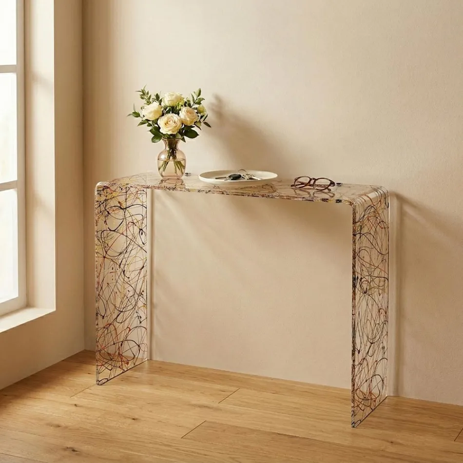 Moderne consoletafel van transparant of meerkleurig plexiglas, gemaakt in Italië - Emy Viadurini