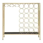 Console met glazen fleshouder met gouden ijzeren structuur - Vicio Viadurini