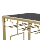 Console met glazen fleshouder met gouden ijzeren structuur - Vicio Viadurini